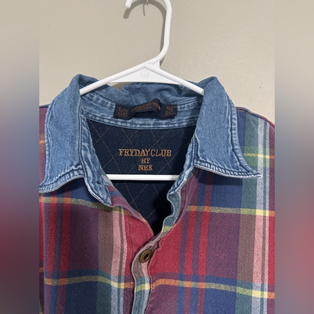 Vintage Fryday club 100% cotton Plaid Button-Up Shirt barn jacket size XL - Picture 2 of 10